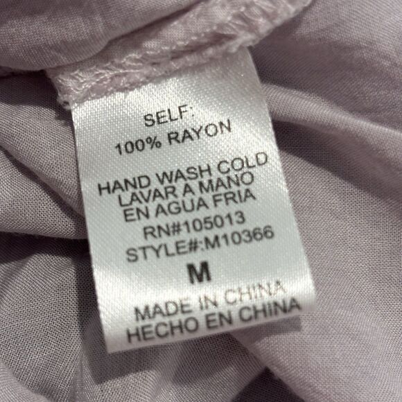 ANDREE by Unit Purple Rayon Roll Tab Sleeve Embroidered Top TunicJohnny Was M - Picture 7 of 7